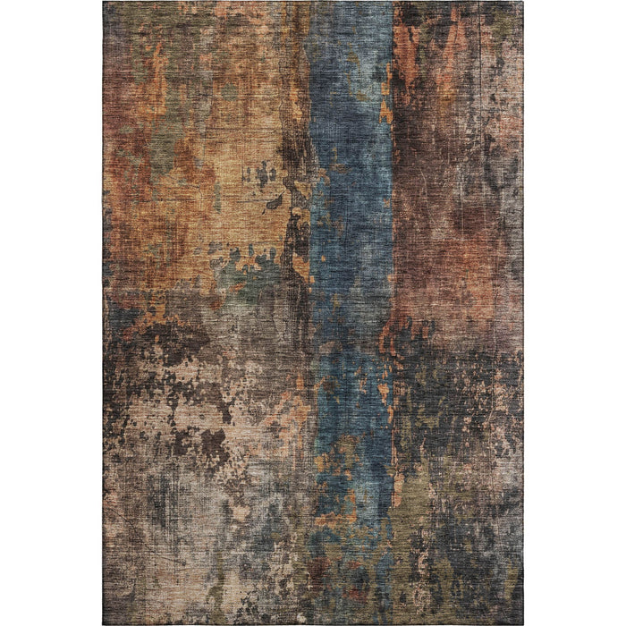 10' X 14' Abstract Washable Area Rug With UV Protection (688346) - Blue / Copper / Gray