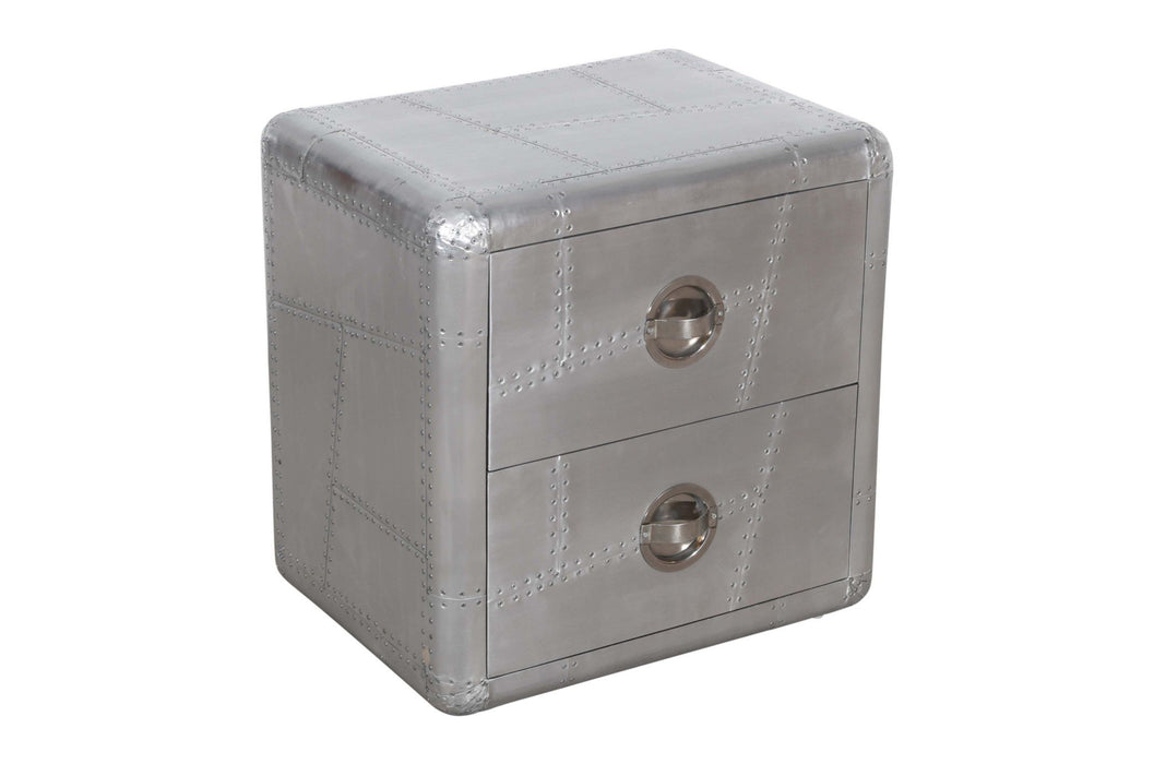24" Two Drawer Nightstand - Silver