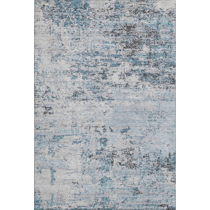 10' X 14' Abstract Washable Area Rug With UV Protection (699172) - Sky Blue / Ivory / Gray