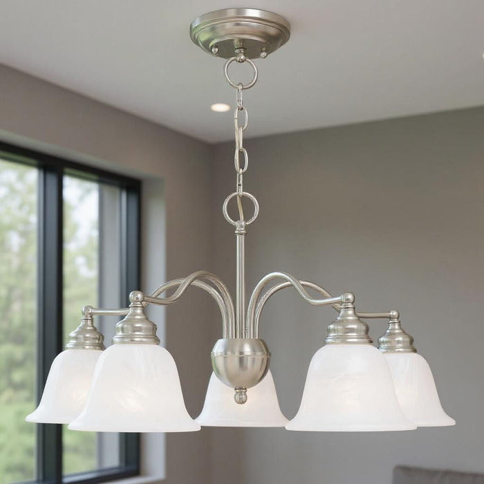 13'' Five Light Dimmable Chandelier With Shades - Nickel