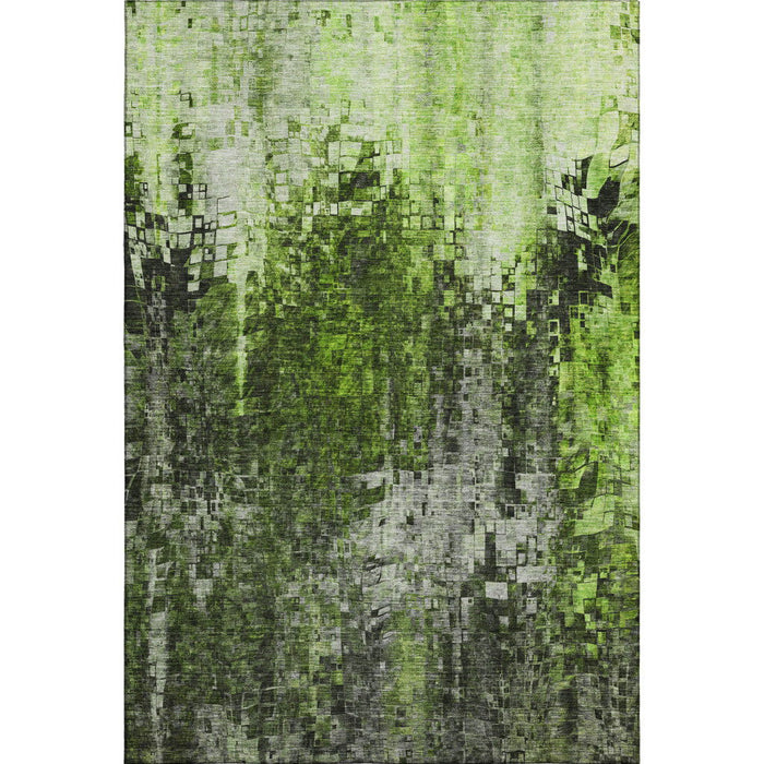 8' X 10' Abstract Washable Area Rug With UV Protection (650252) - Green / Gray