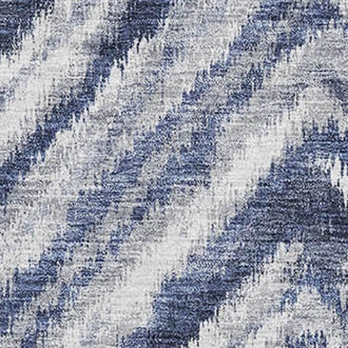 9' X 12' Geometric Washable Area Rug With UV Protection - Blue / Gray