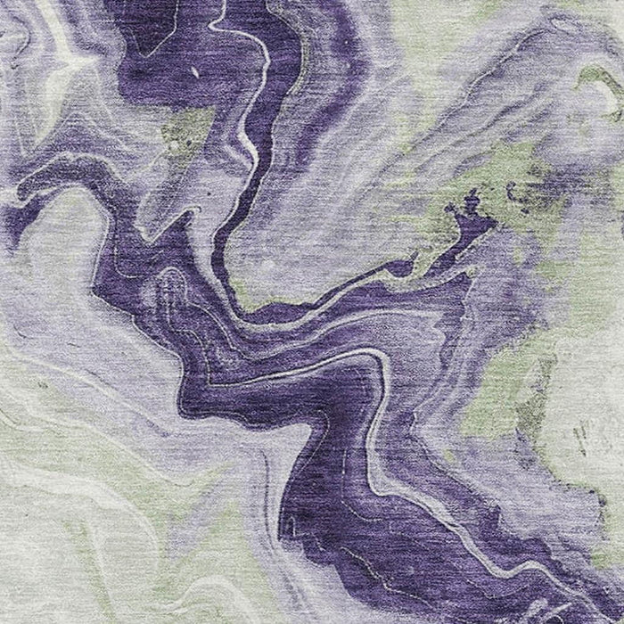 10' X 14' Abstract Washable Area Rug With UV Protection (706145) - Lavender / Green / Ivory