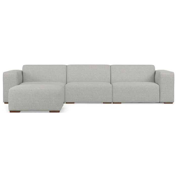 122" 2 Piece Living Room Set Fabric Sofa With Ottoman With Brown Legs - Gray