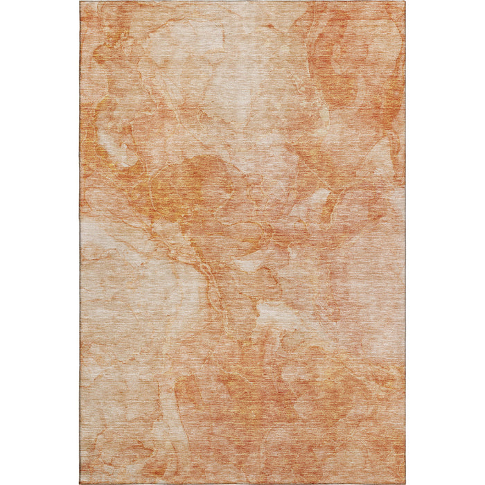 10' X 14' Abstract Washable Area Rug With UV Protection (656304) - Salmon / Ivory