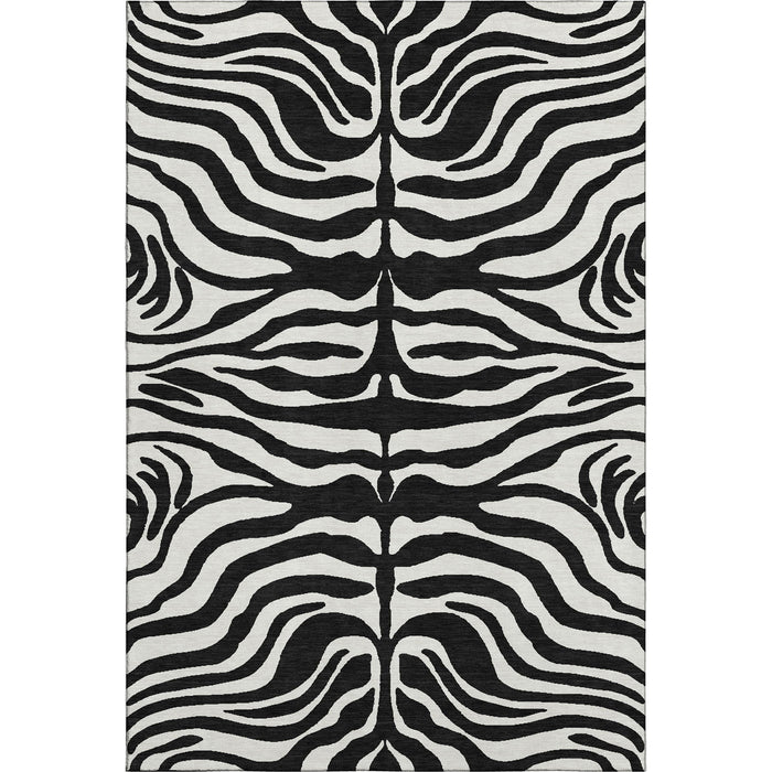 10' X 14' Animal Print Washable Area Rug With UV Protection (681743) - Black / Ivory