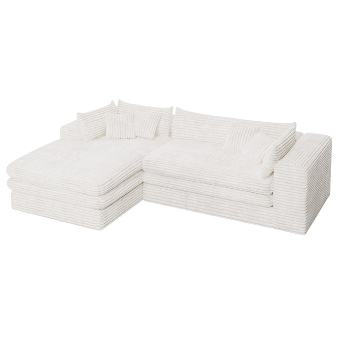 Corduroy Compression Foam Sofa (719551) - White