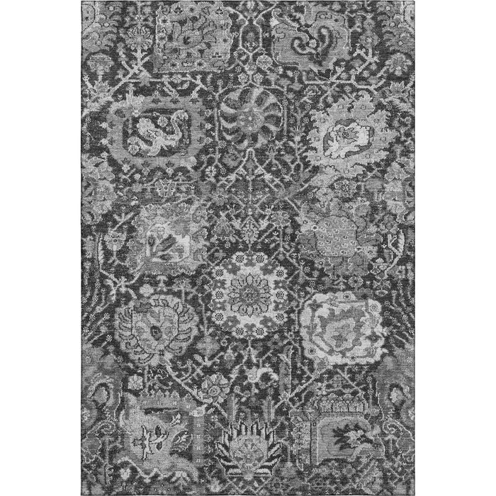 10' X 14' Damask Washable Area Rug With UV Protection (692976) - Gray / Silver / Charcoal