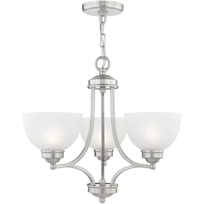 18'' Three Light Dimmable Chandelier With Shades - Nickel