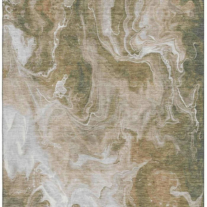 10' X 14' Abstract Washable Area Rug With UV Protection (697236) - Coffee / Copper / Silver