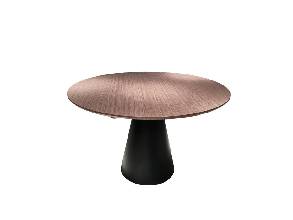 48" Wood And Metal Pedestal Base Round Top Dining Table - Brown