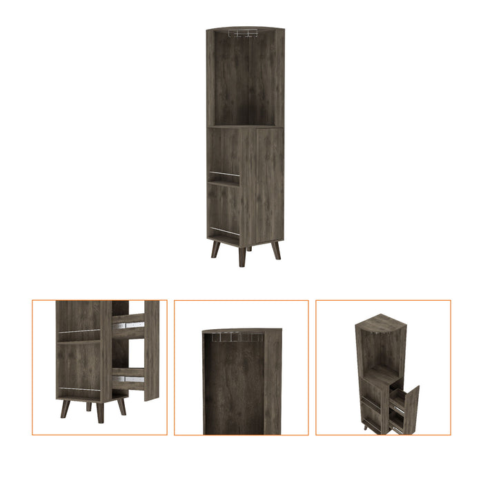 73" Wood Corner Bar Cabinet With One Drawer - Gray