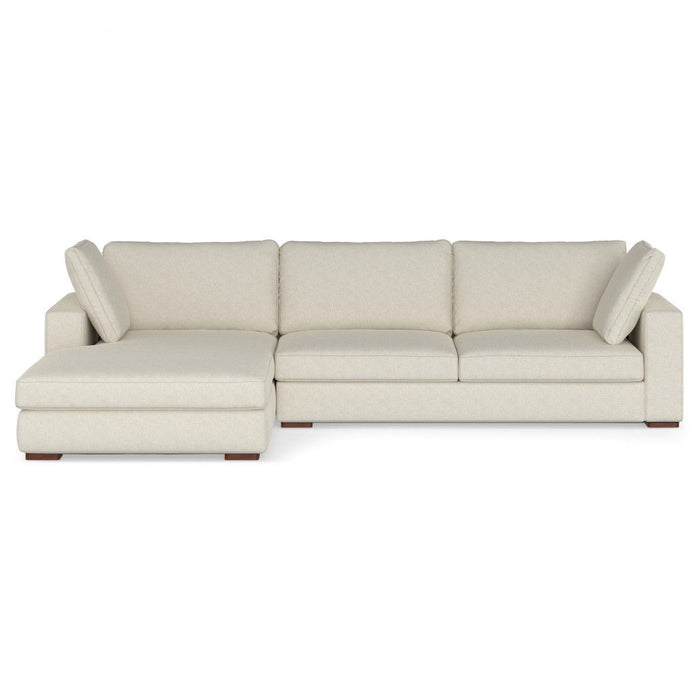 122" Fabric Sofa With Brown Legs - Cream