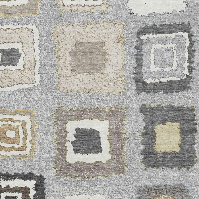 10' X 14' Geometric Washable Area Rug With UV Protection (710999) - Gray / Ivory / Beige