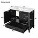 Modern Giga bathroom vanity with sink, solid wood frame, soft-closing door, and three drawers for stylish bathroom storage.