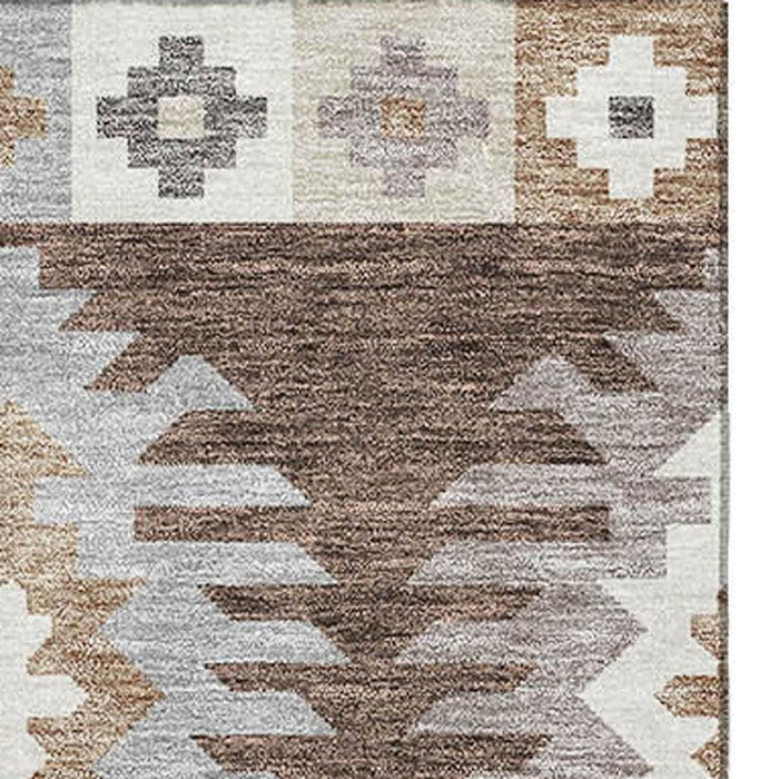 10' X 14' Southwestern Washable Area Rug With UV Protection (677615) - Brown / Taupe / Ivory