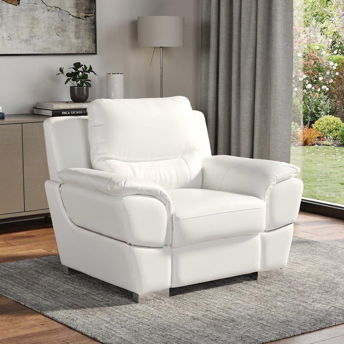 Leather Match Arm Chair - White And Silver