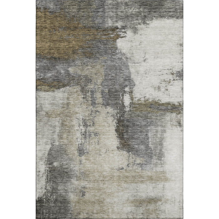 10' X 14' Abstract Washable Area Rug With UV Protection (683536) - Gray / Silver / Beige