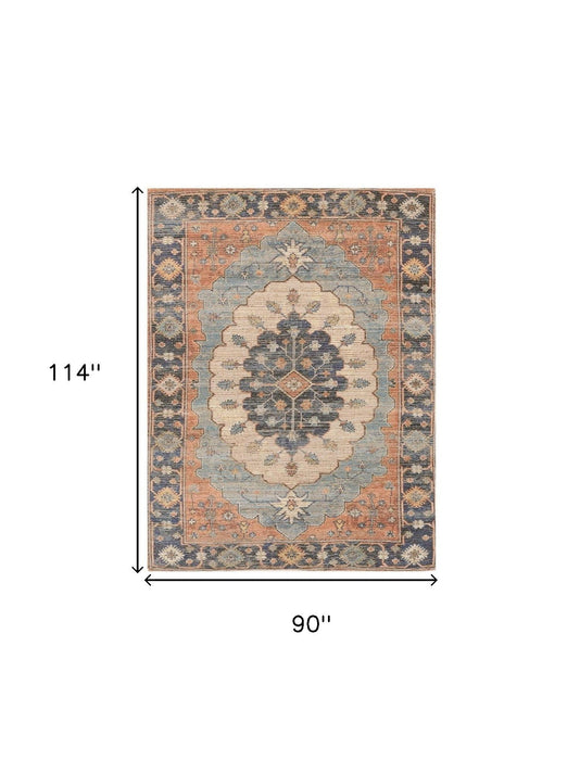 8' x 10' Hand Woven Medallion Indoor Area Rug - Blue