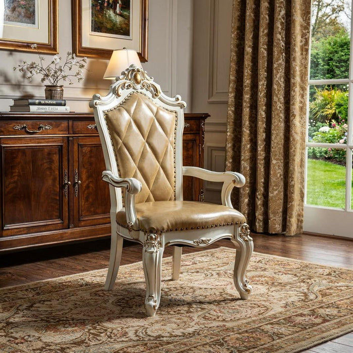 Faux Leather Tufted Side Chair (Set of 2) - Brown And White