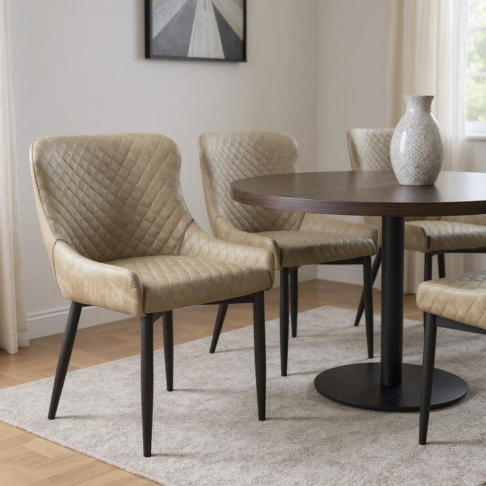 Tufted Upholstered Faux Leather Dining Side Chairs (Set of 4) - Gray / Black