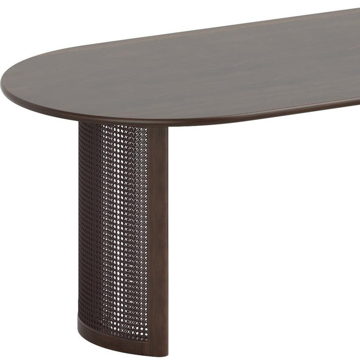 66" Solid Wood Double Pedestal Base Oval Dining Table - Brown