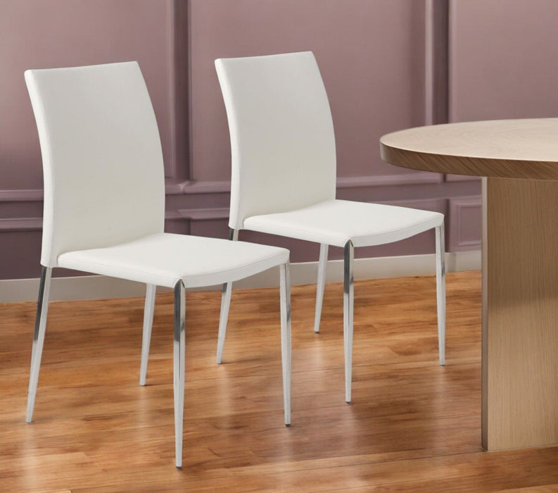 Upholstered Faux Leather Dining Side Chair (Set of 2) - White
