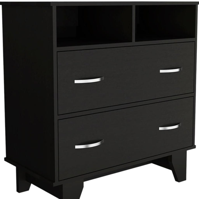 Wood Two Drawer Dresser - Black
