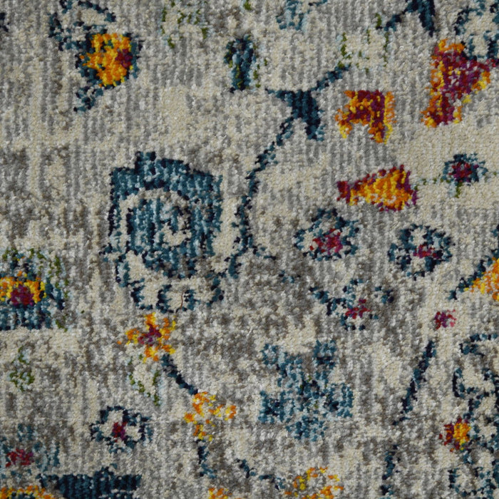 9' x 12' Floral Power Loom Area Rug - Orange And Ivory