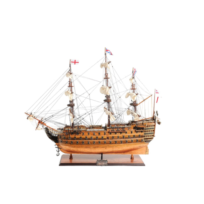 Hand Painted HMS Victory Bottom Model Boat - Brown / Copper