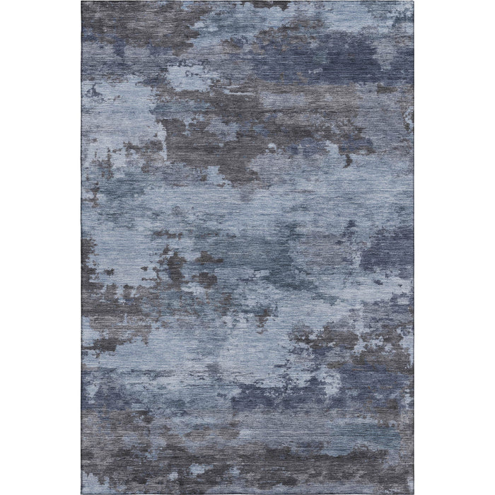 10' X 14' Abstract Washable Area Rug With UV Protection (717182) - Blue / Charcoal