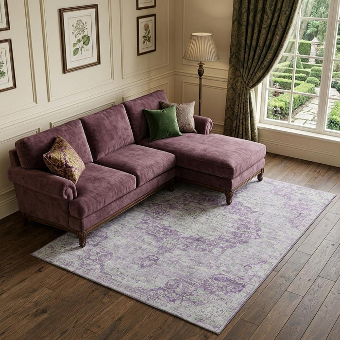 10' X 14' Oriental Washable Area Rug With UV Protection (692316) - Purple / Silver