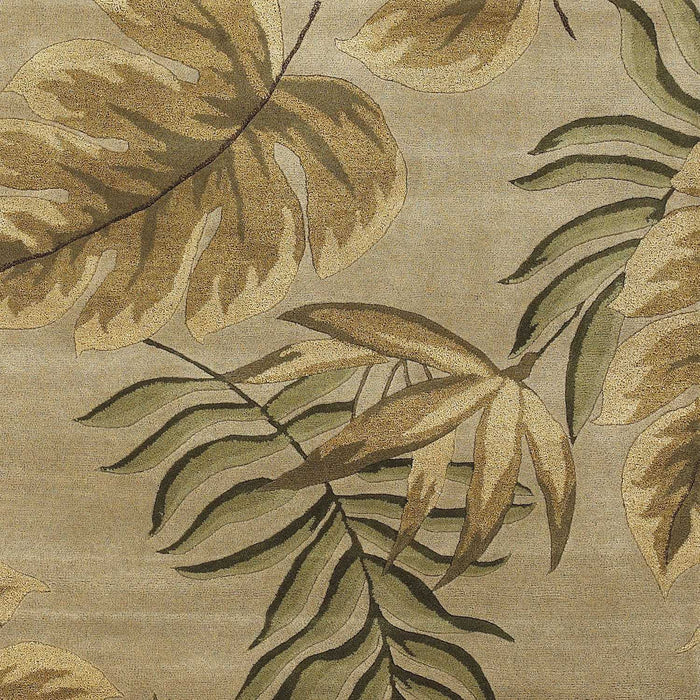 8' x 11' Hand Tufted Tropical Leaves Indoor Area Rug - Sand Beige
