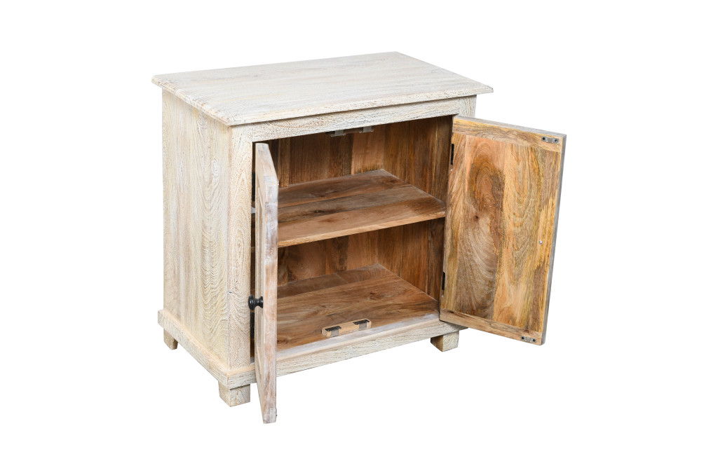 28" Distressed Solid Wood Nightstand With Storage - White