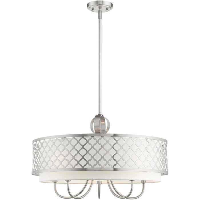 18" 6 Light Dimmable Chandelier With Shades - Nickel
