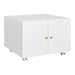Giga office furniture copier cabinet with two steel doors, mobile pedestal file and printer stand for office use.