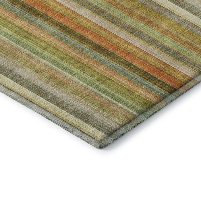 10' X 14' Striped Washable Area Rug With UV Protection (648394) - Khaki / Orange / Beige