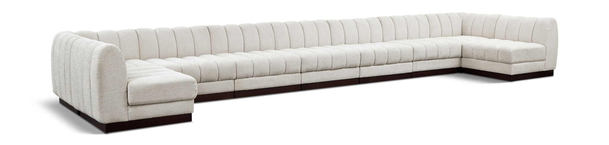 Meridian Furniture Quinn 9-piece modular stationary sectional sofa with plush cushions and modern design.