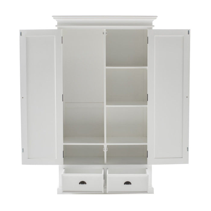 43" Solid Wood Two Drawer Dresser - White