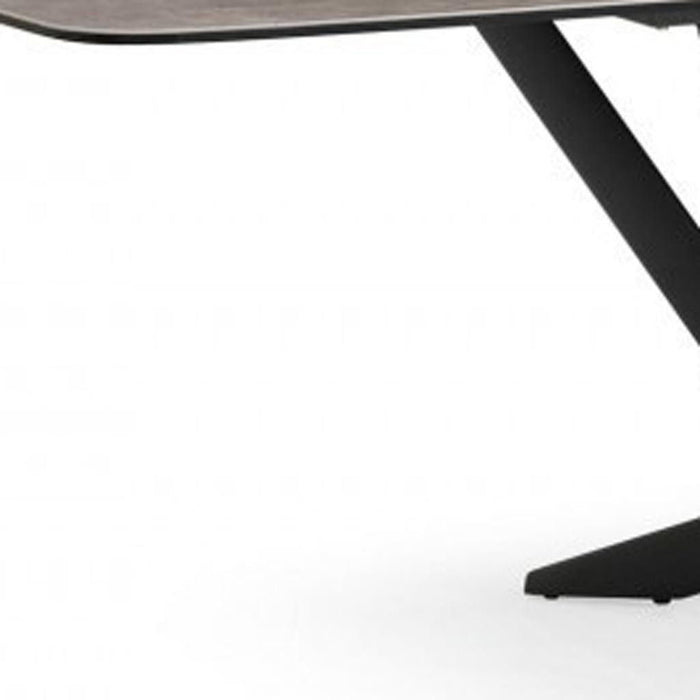 118" Ceramic And Metal Trestle Base Dining Table - Black / Gray