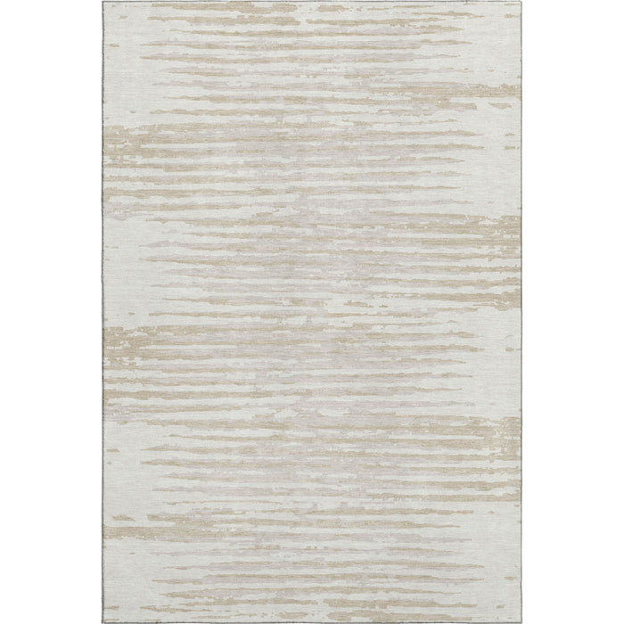 10' X 14' Striped Washable Area Rug With UV Protection (670567) - Ivory / Beige