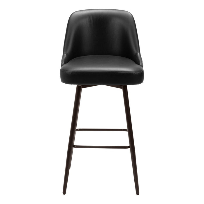 Faux Leather And Steel Bar Height Swivel Bar Chair - Black And Bronze