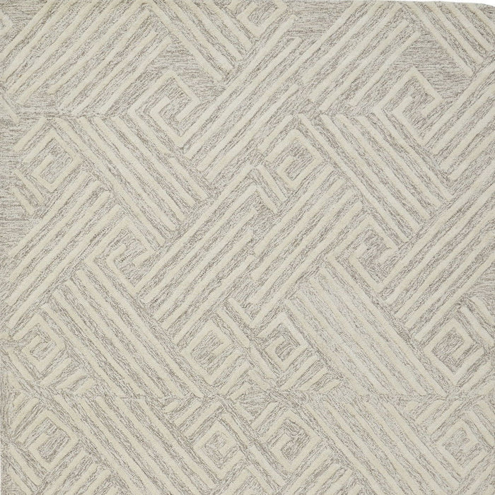 10' x 13' Wool Geometric Tufted Handmade Stain Resistant Area Rug - Tan And Ivory