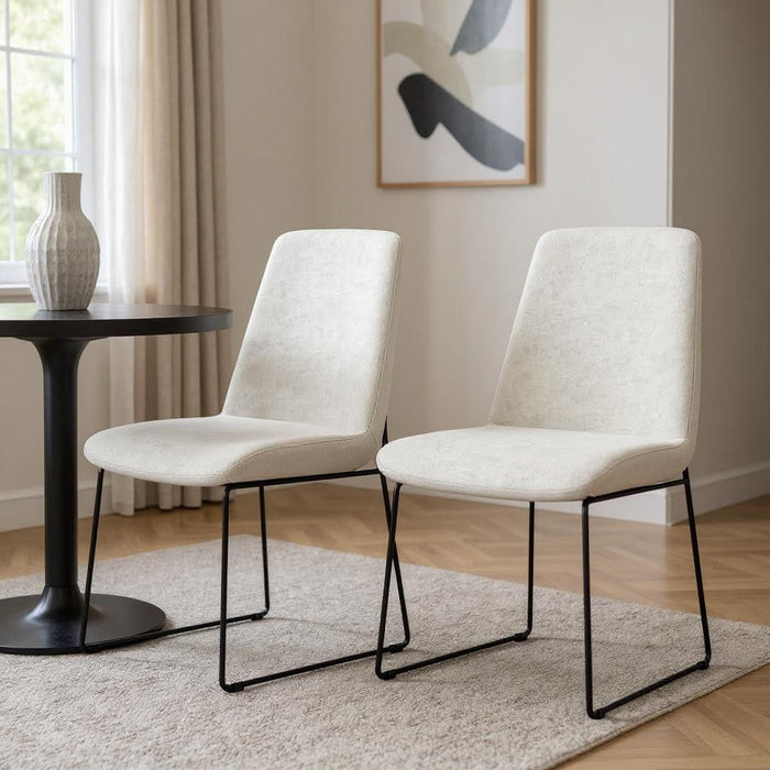 Steel Dining Parsons Chairs (Set of 2) - Natural / Black