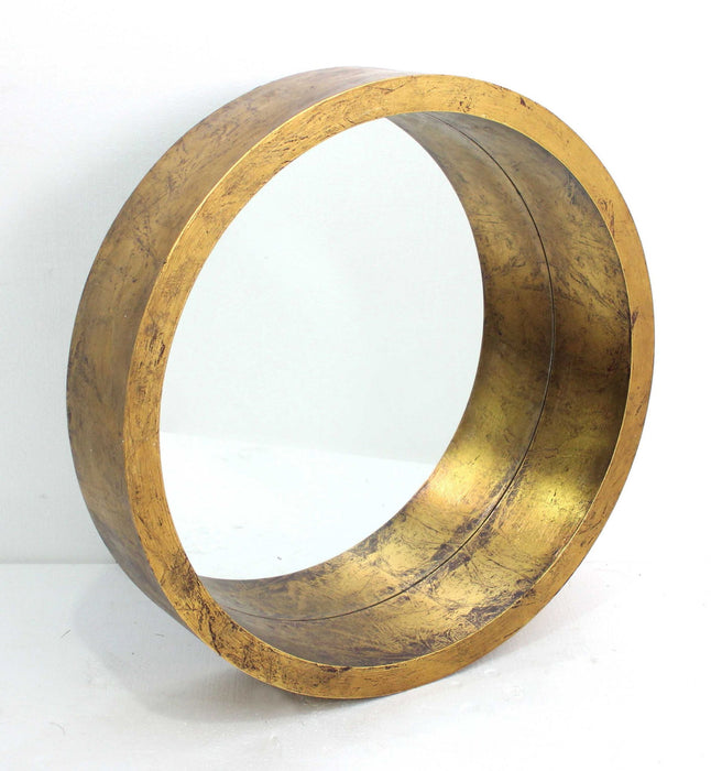36" Round Solid Framed Accent Mirror - Gold