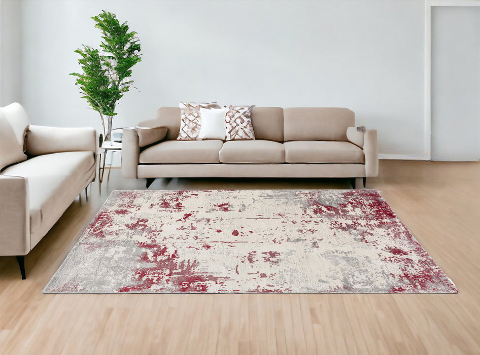 7.8' x 10.8' Abstract Dhurrie Area Rug - Red