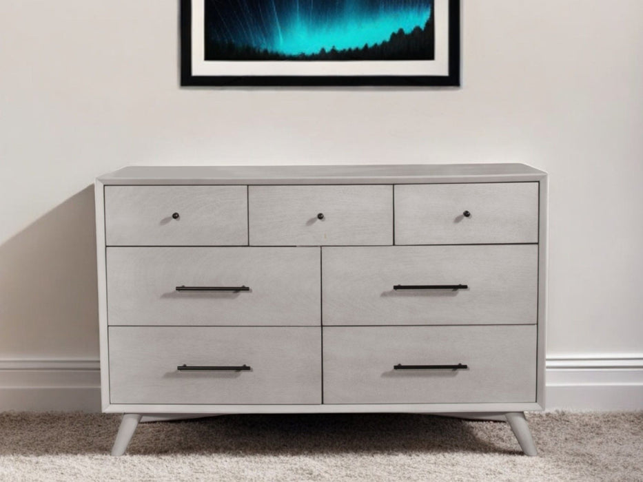 Solid Wood Seven Drawer Double Dresser - Gray