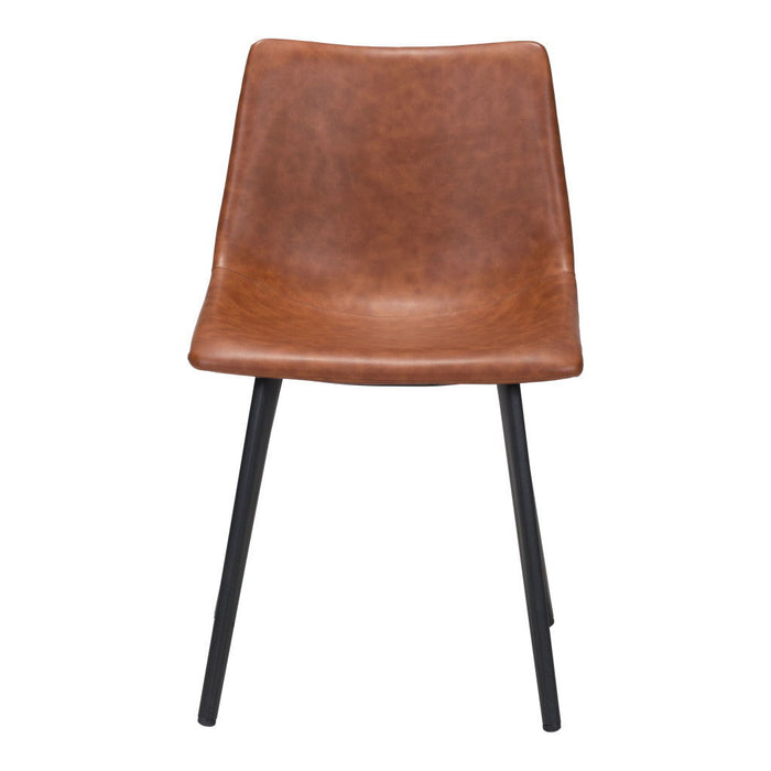 Vintage Look Faux Leather Slight Scoop Dining Chairs (Set of 2) - Brown