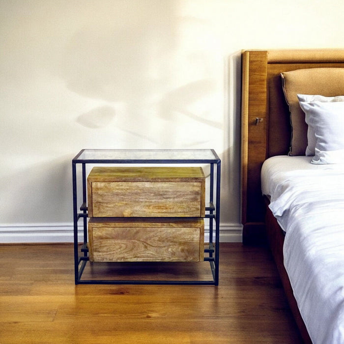 28" Two Drawer Nightstand - Natural