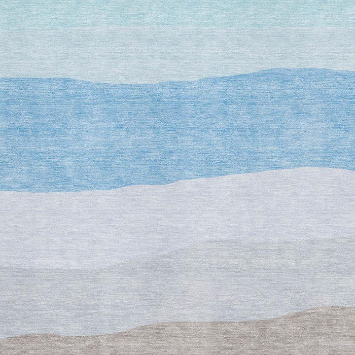 10' X 14' Striped Washable Area Rug With UV Protection (714883) - Green / Blue